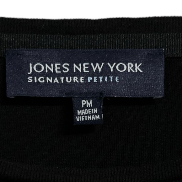 Jones New York Signature Petite Solid Black Long Sleeve Shirt Size M Essential - Picture 3 of 4